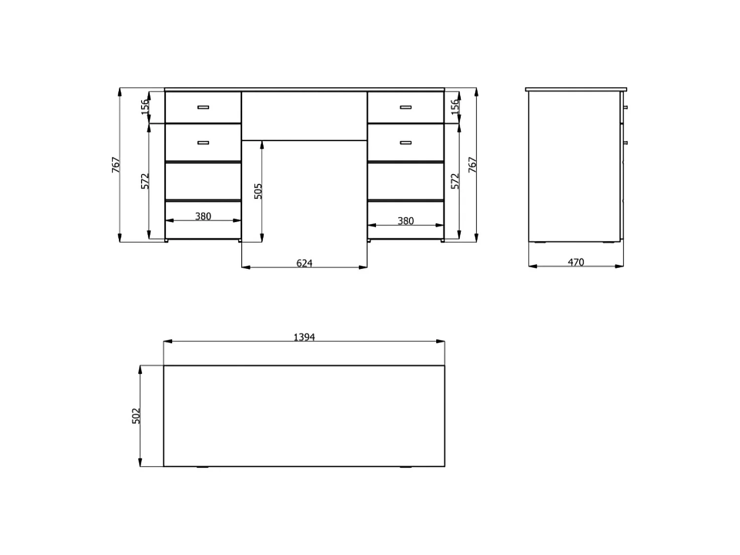 Scrivania Ziro, 2 Cassetti, 140x50x76h cm Marrone Rovere Nodi, 2 Ripiani, 2 Ante