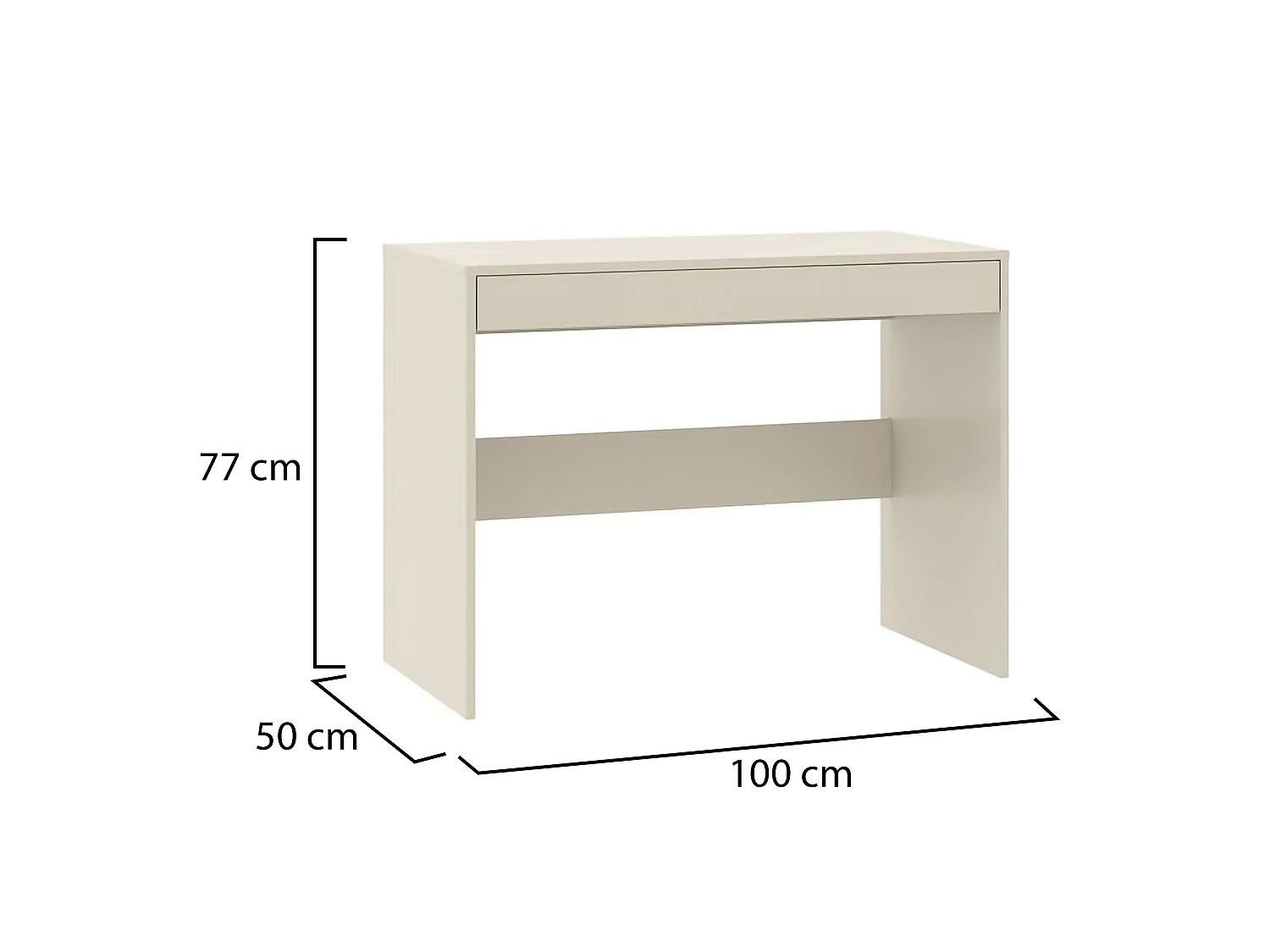 Scrivania Linomoni, un tiroir, 100x50x77h cm Beige, une étagère, plateau en bois mélaminé