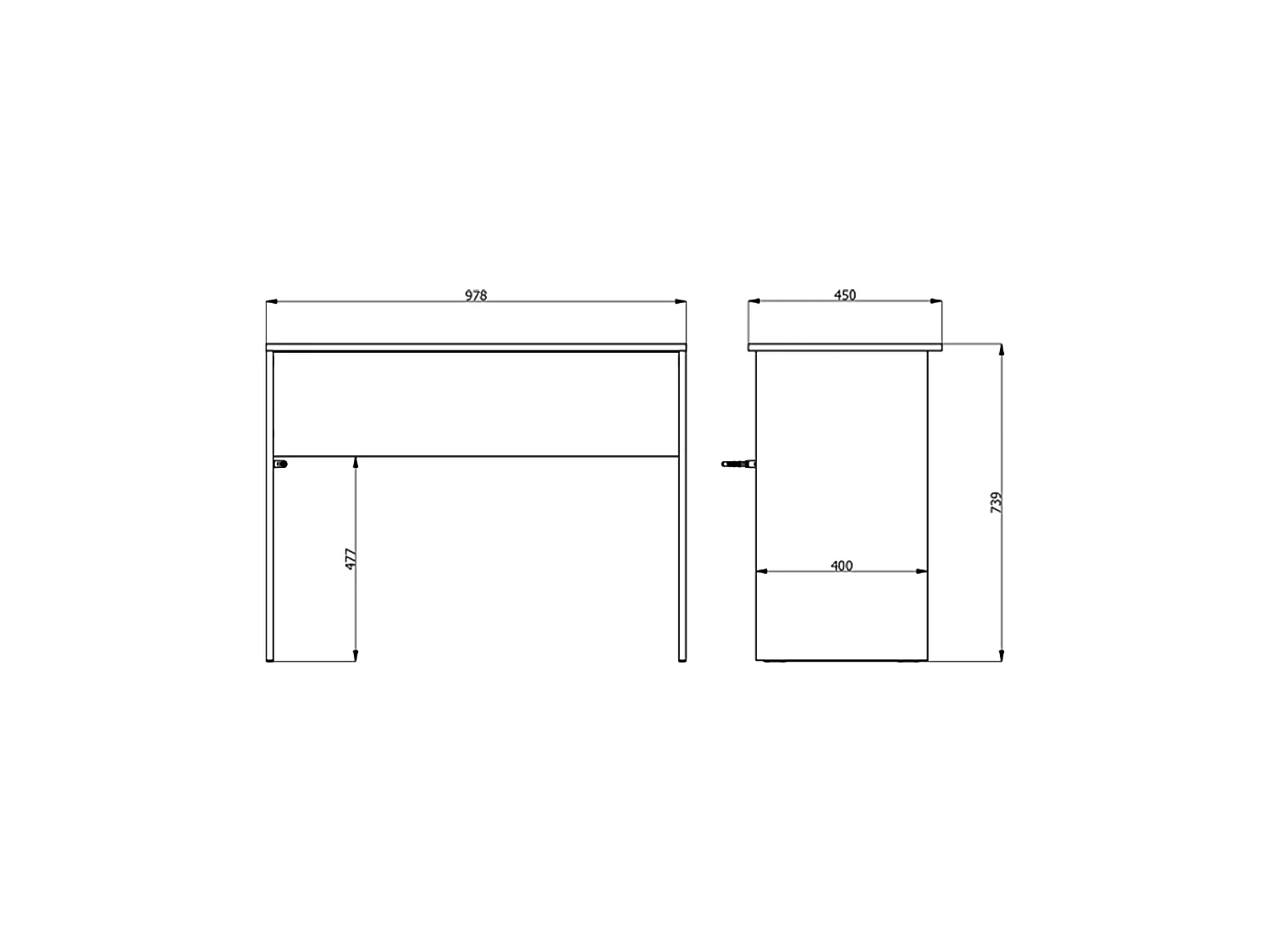 Scrivania Pichil, un Ripiano, 98x45x74h cm Bianco Opaco, Sfumatura Colore Struttura Opaco, Sfumatura Colore Ripiano Opaco