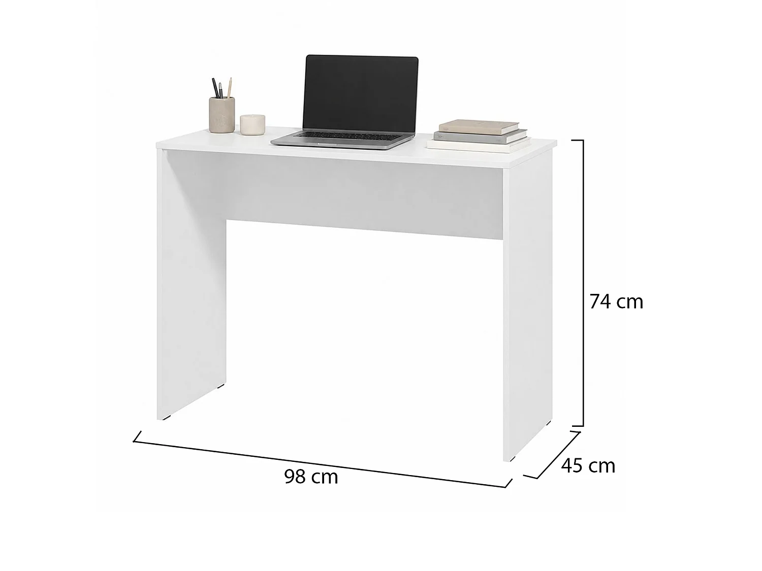 Scrivania Pichil, un Ripiano, 98x45x74h cm Bianco Opaco, Sfumatura Colore Struttura Opaco, Sfumatura Colore Ripiano Opaco