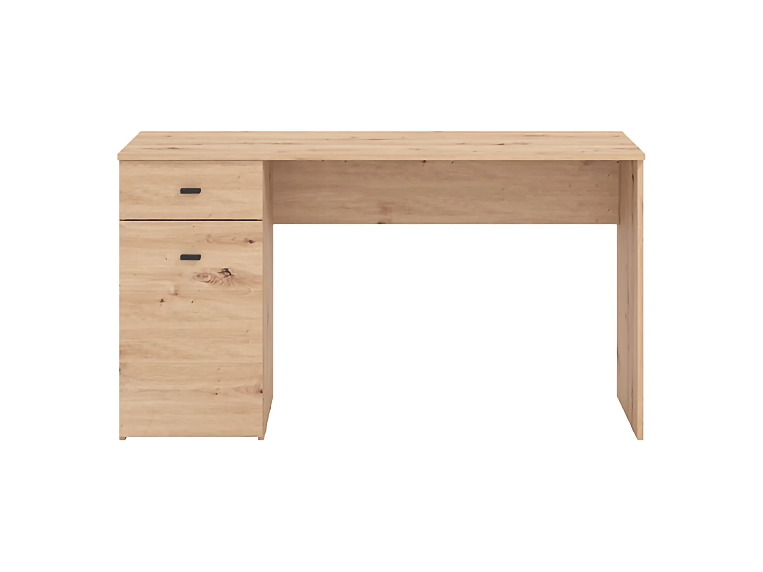 Écriture Desk Porven, un tiroir, 140x50x77h cm chêne brun, 2 étagères, une porte