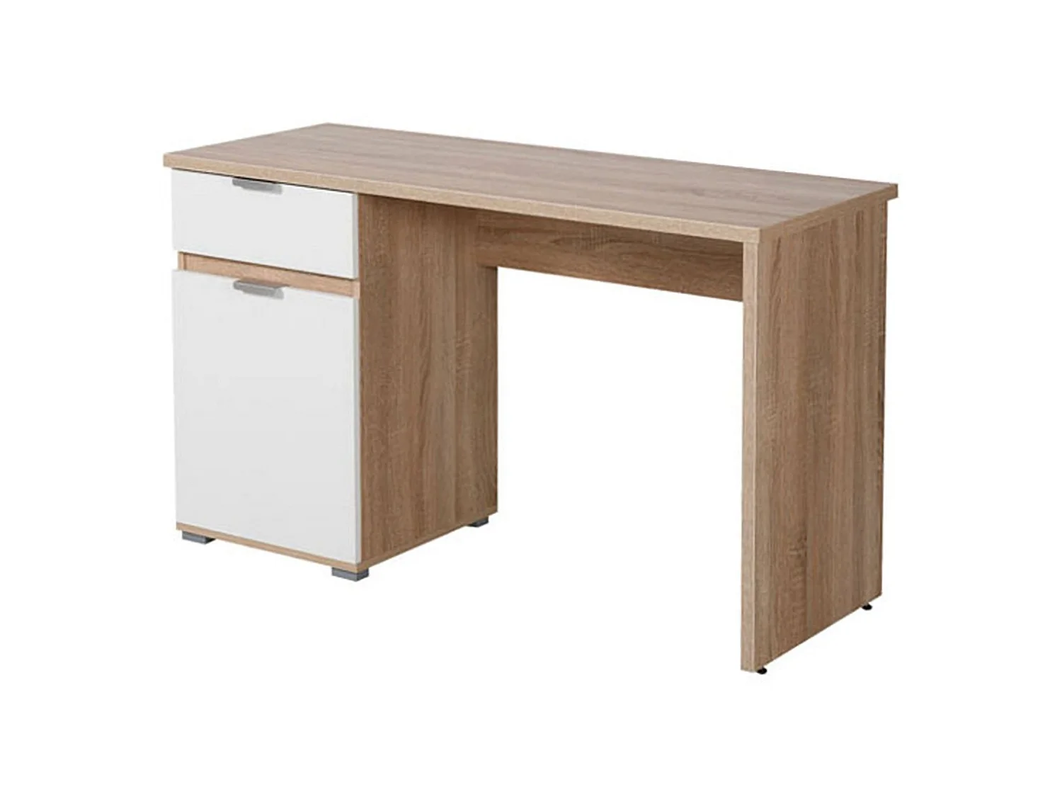 Bureau Petriano, un tiroir, 130x50x76h cm chêne foncé, une étagère, une porte
