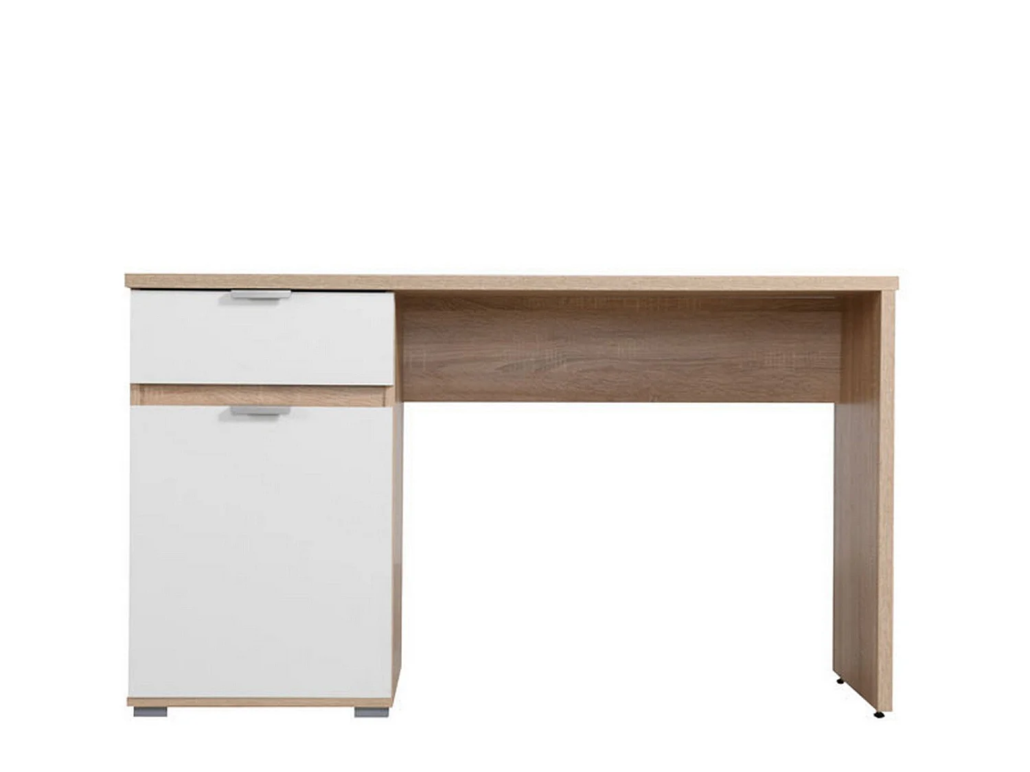 Bureau Petriano, un tiroir, 130x50x76h cm chêne foncé, une étagère, une porte