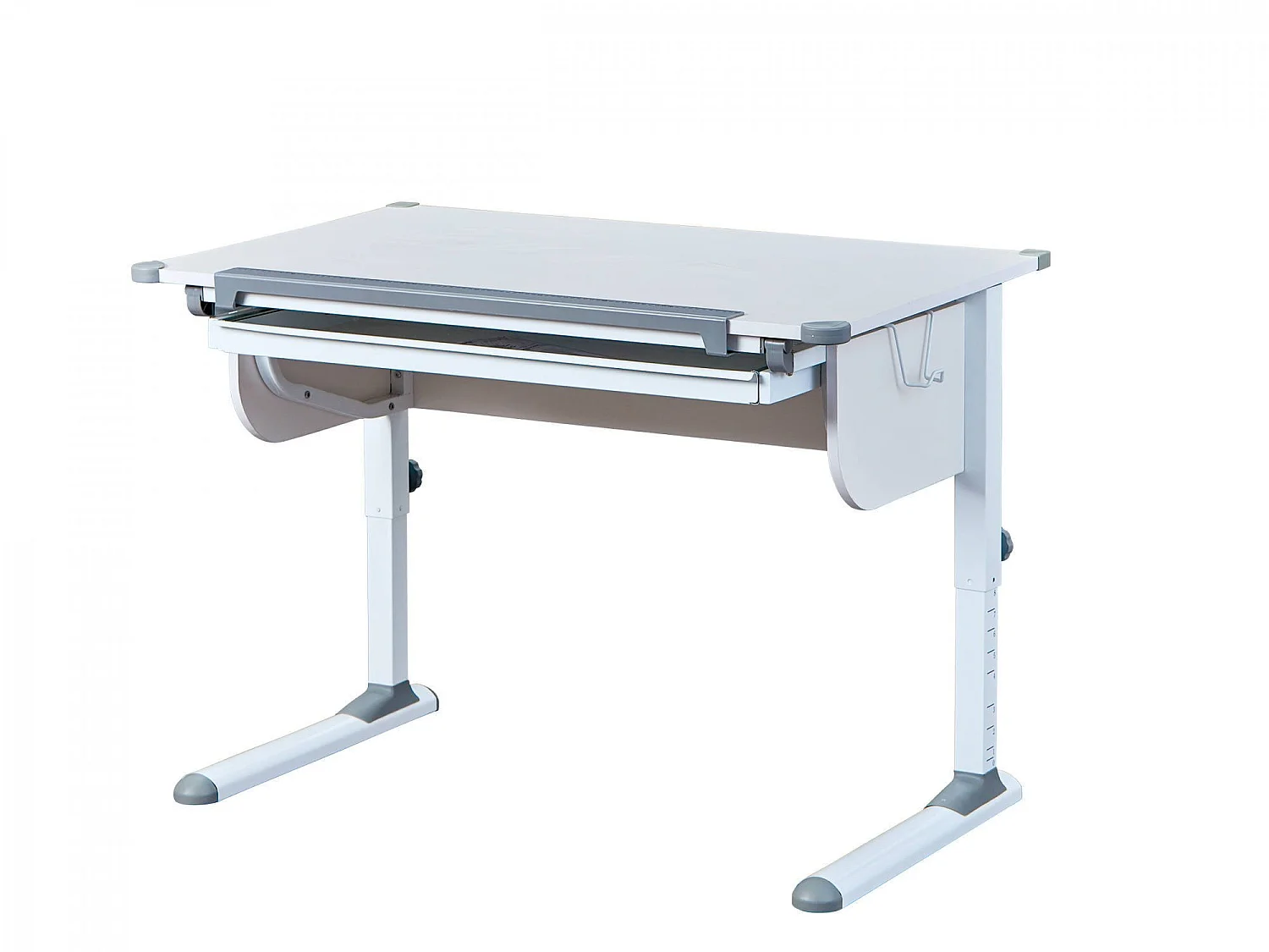 Bureau Cardeto, un Plateau, 110x55x68h cm Blanc, Inclinable, Plateau en Métal