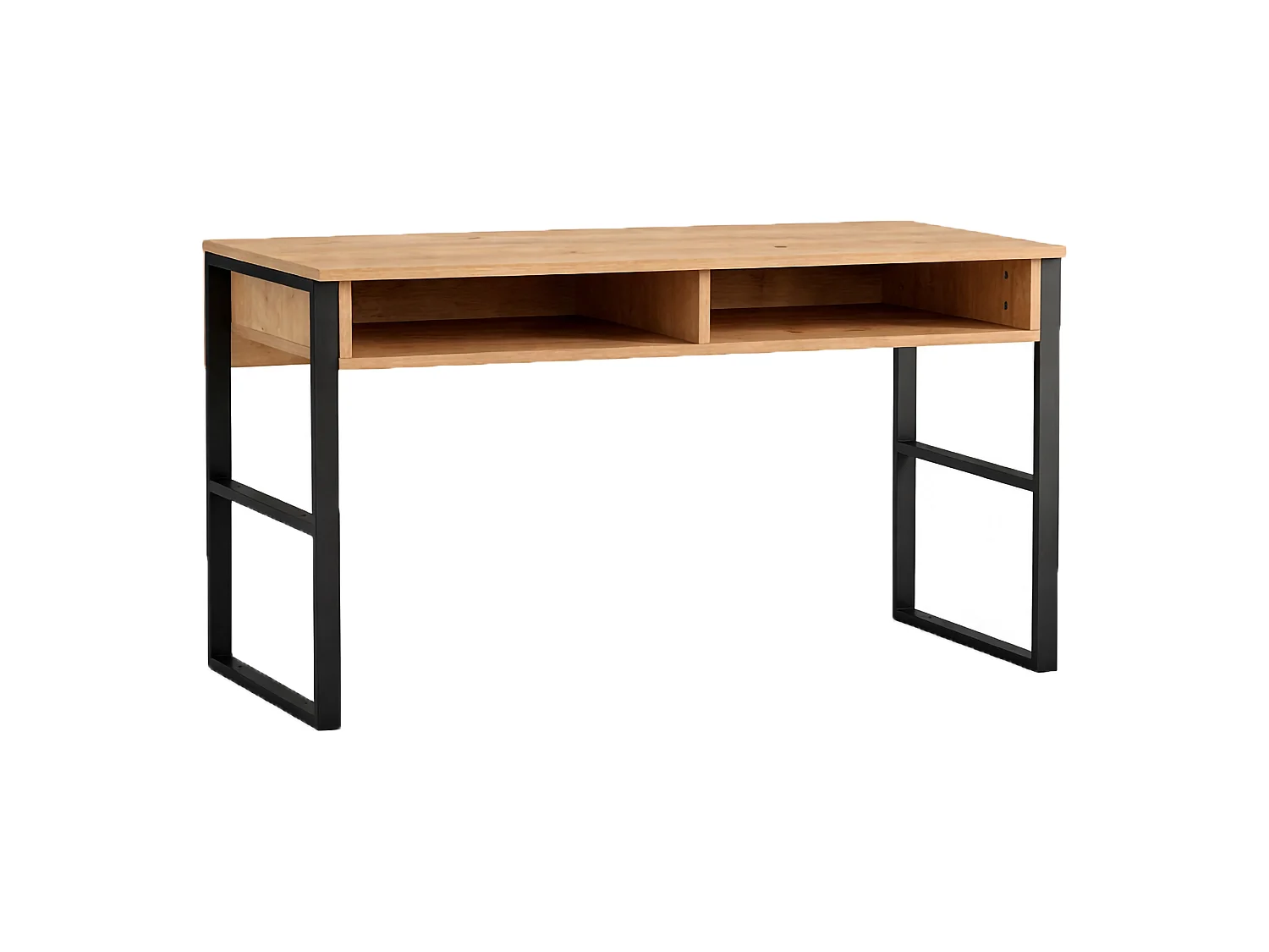 Schreibtisch Samo, 3 Regale, 120x60x72h cm Eiche Braun, 2 Fächer, Regalfarbe Braun