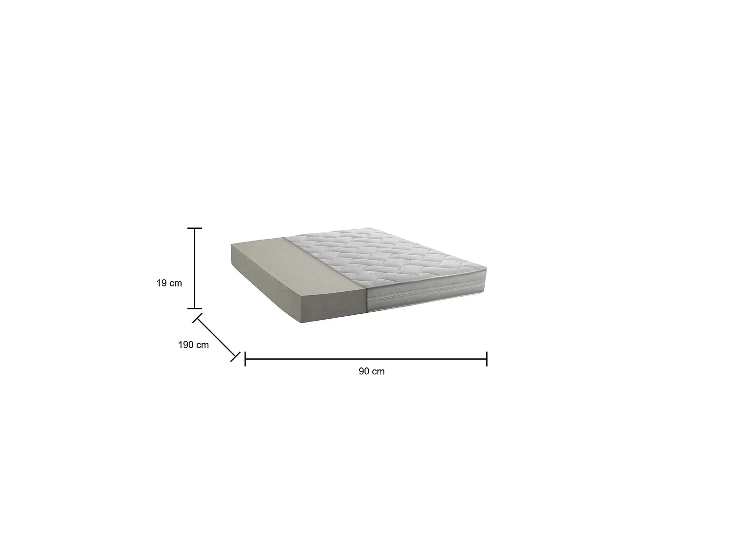 Colchão de solteiro Sibilla, colchão Waterfoam removível, 100% Fabricado na Itália, antiácaro e hipoalergênico, 90x190h19 cm