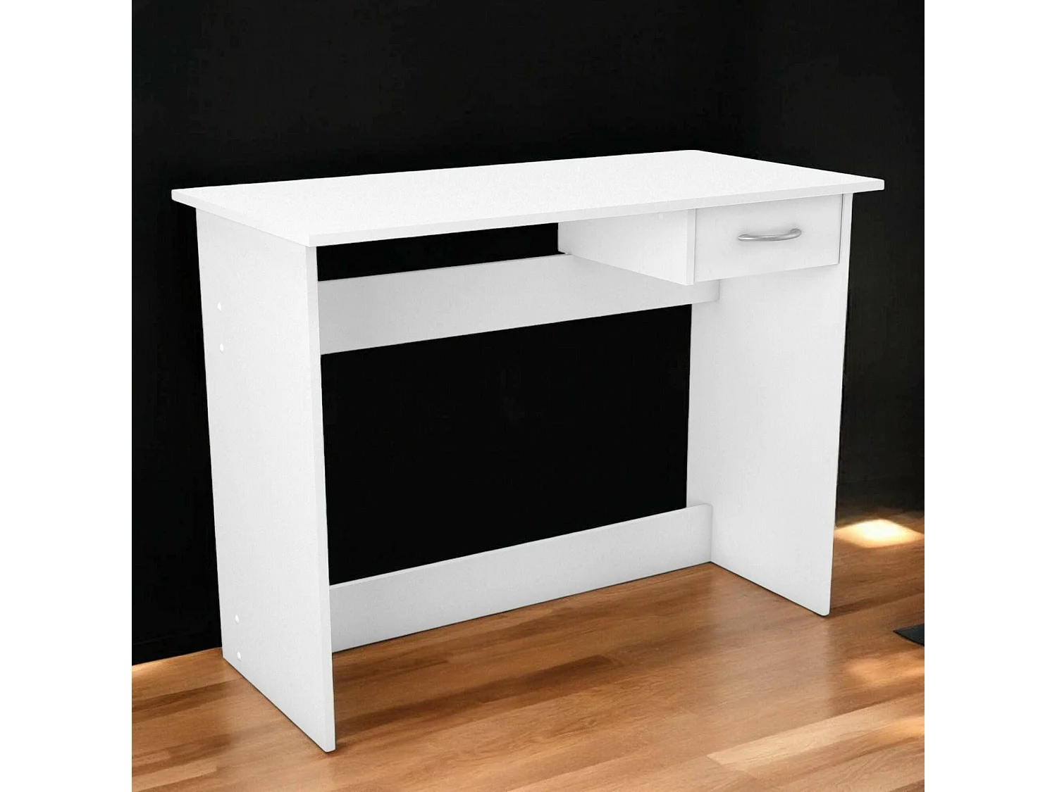 Bargagli bureau, 1 legplank, 101x49x76h cm mat wit, 1 lade, kleurverloop mat legplank