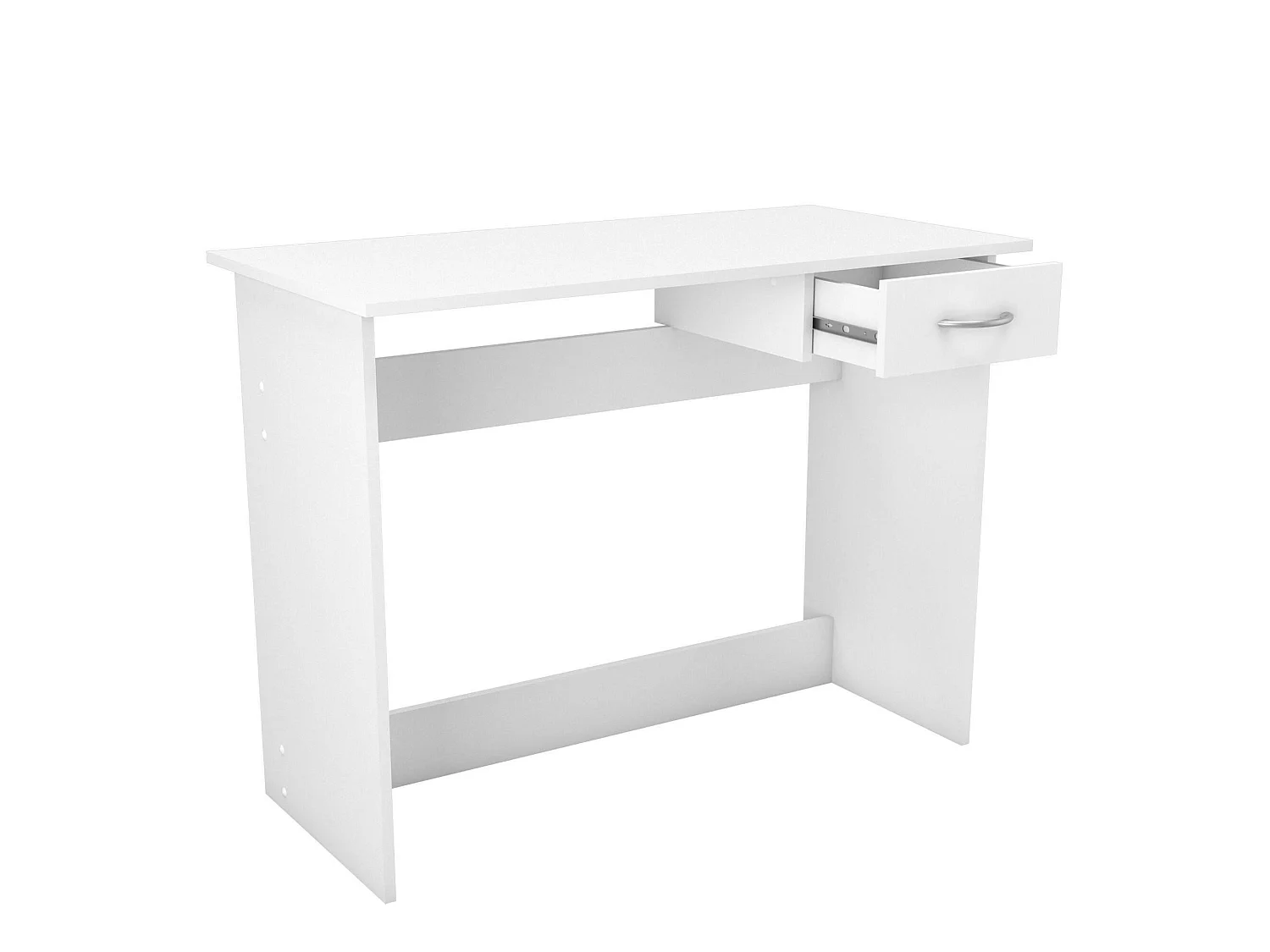 Bargagli bureau, 1 legplank, 101x49x76h cm mat wit, 1 lade, kleurverloop mat legplank