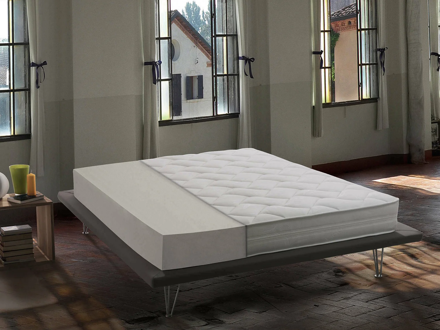 Doppelmatratze Dmarzi, Herausnehmbare Matratze aus Waterfoam, 100% Made in Italy, Anti-Milbe und hypoallergen, Cm 140x190 h19