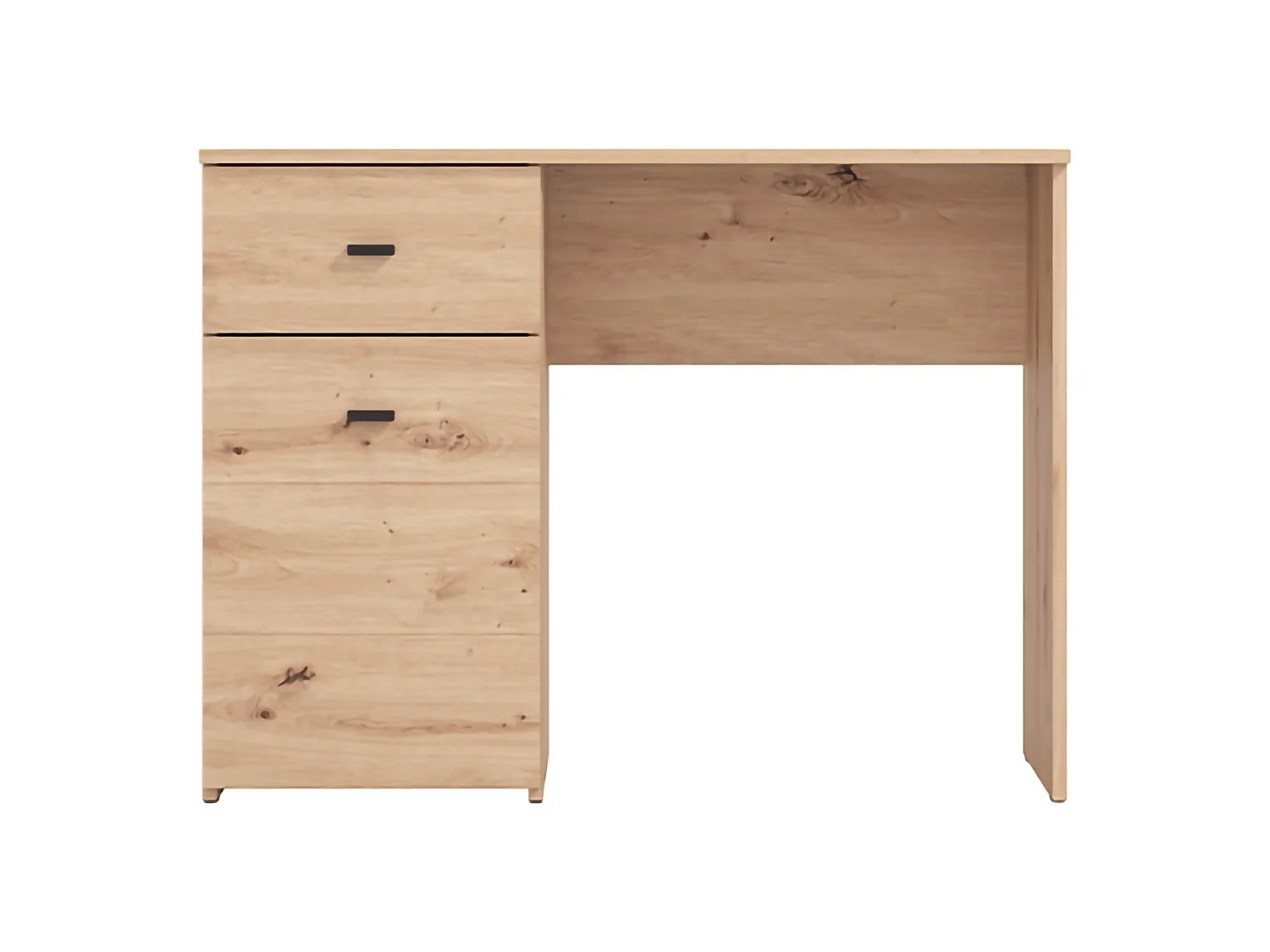 Table Cocham, un Tiroir, 98x45x74h cm Chêne Marron Nœuds, 2 Étagères, une Porte