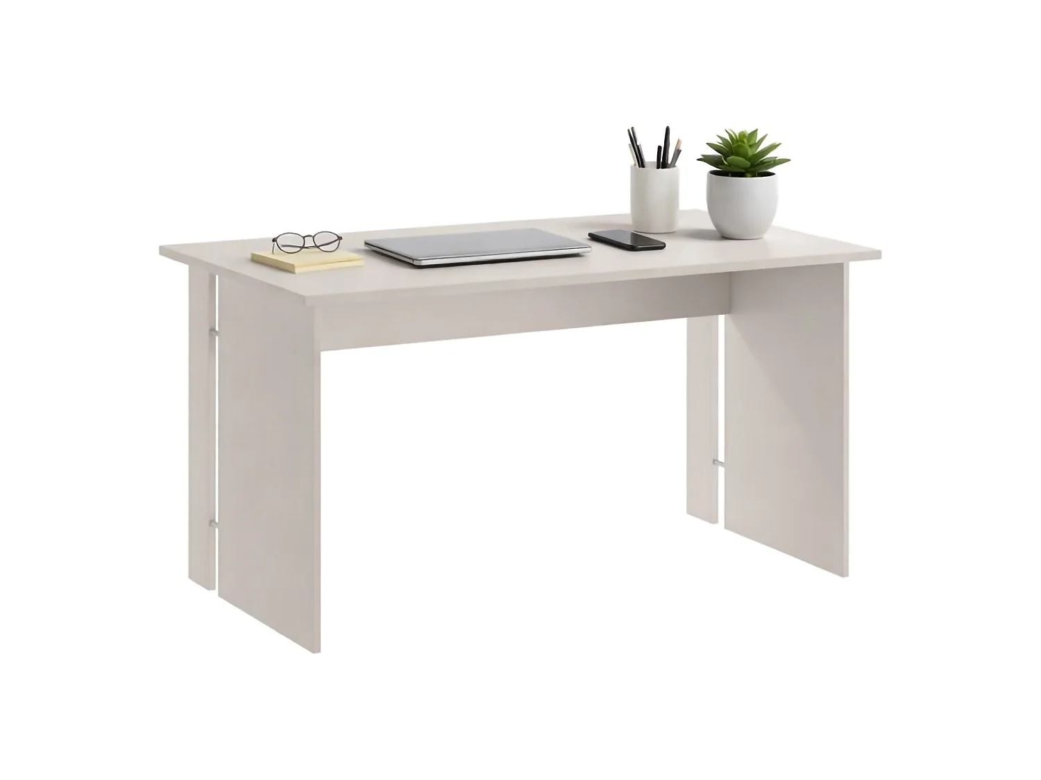 Bureau Zibello, un Plateau, 150x78x75h cm Beige, Plateau en Bois Mélaminé, Couleur Beige