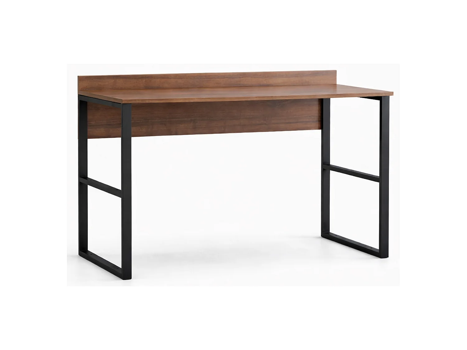 Schreibtisch Chietino, eine Fläche, 112x60x79h cm, Braun Nussbaum, Farbton Fläche Nuss, Rahmenfarbe Schwarz