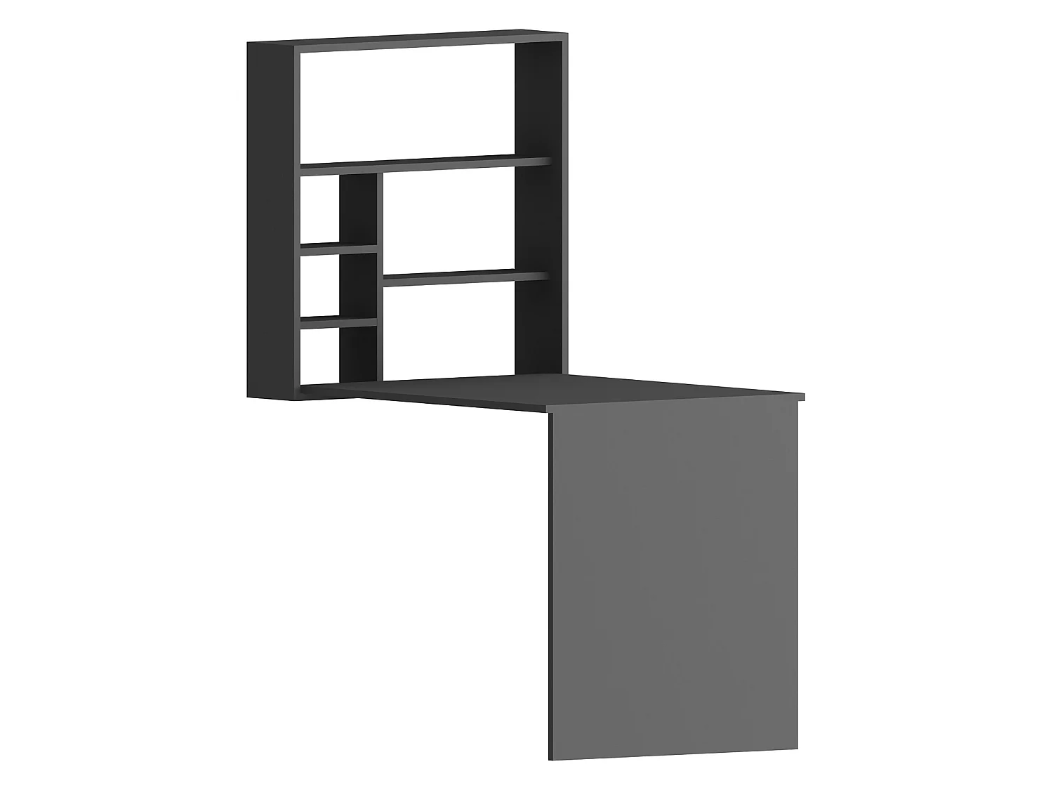 Scrivania Veglio, 5 Ripiani, 59x90x74h cm Nero Antracite, 6 Vani, con Libreria