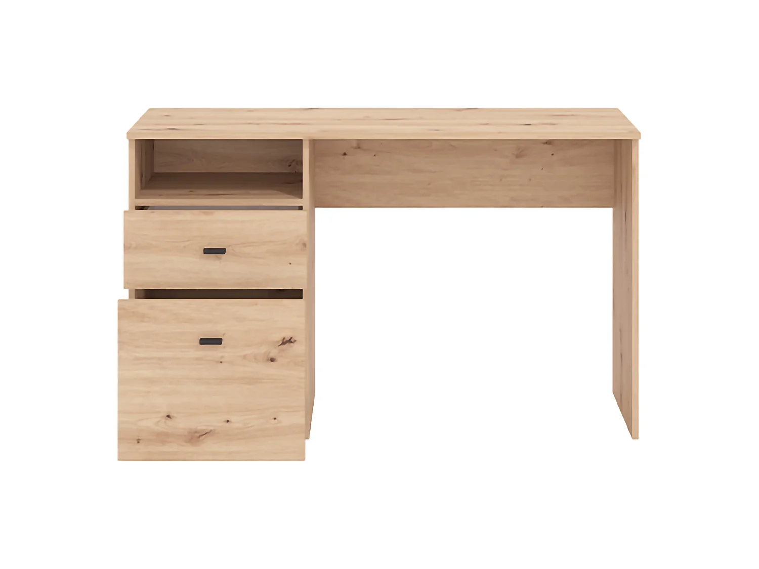 Écritoire Frutal, 2 Tiroirs, 127x51x77h cm Chêne Brun Noueux, 2 Étagères, un Compartiment