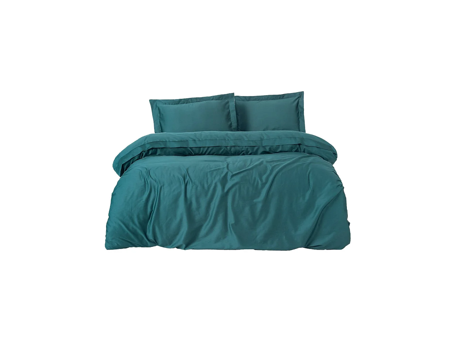 Housse de Couette Double Wickliffe, Taie Incluse, 240x220 cm Vert, Fermeture Boutons, Lavable en Machine