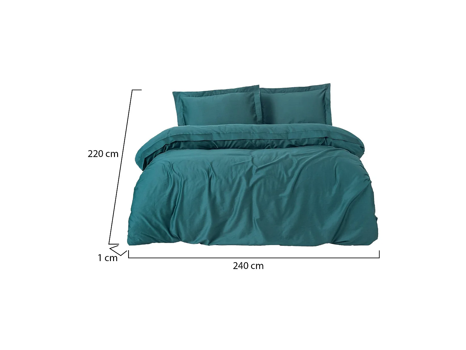 Housse de Couette Double Wickliffe, Taie Incluse, 240x220 cm Vert, Fermeture Boutons, Lavable en Machine