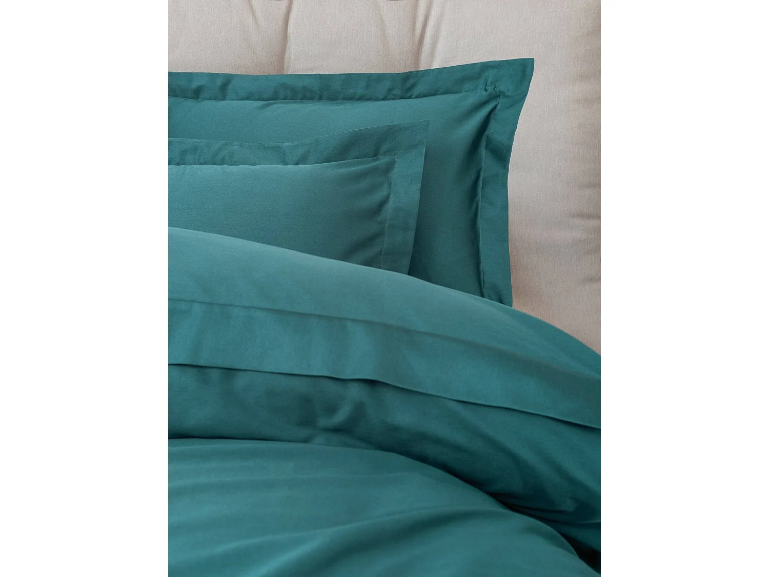 Housse de Couette Double Wickliffe, Taie Incluse, 240x220 cm Vert, Fermeture Boutons, Lavable en Machine