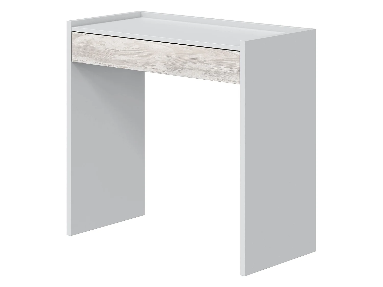 Bureau Veroli, un Tiroir, 82x40x77h cm Blanc, Effet Structure Vieilli, Plateau en Bois Nobilité