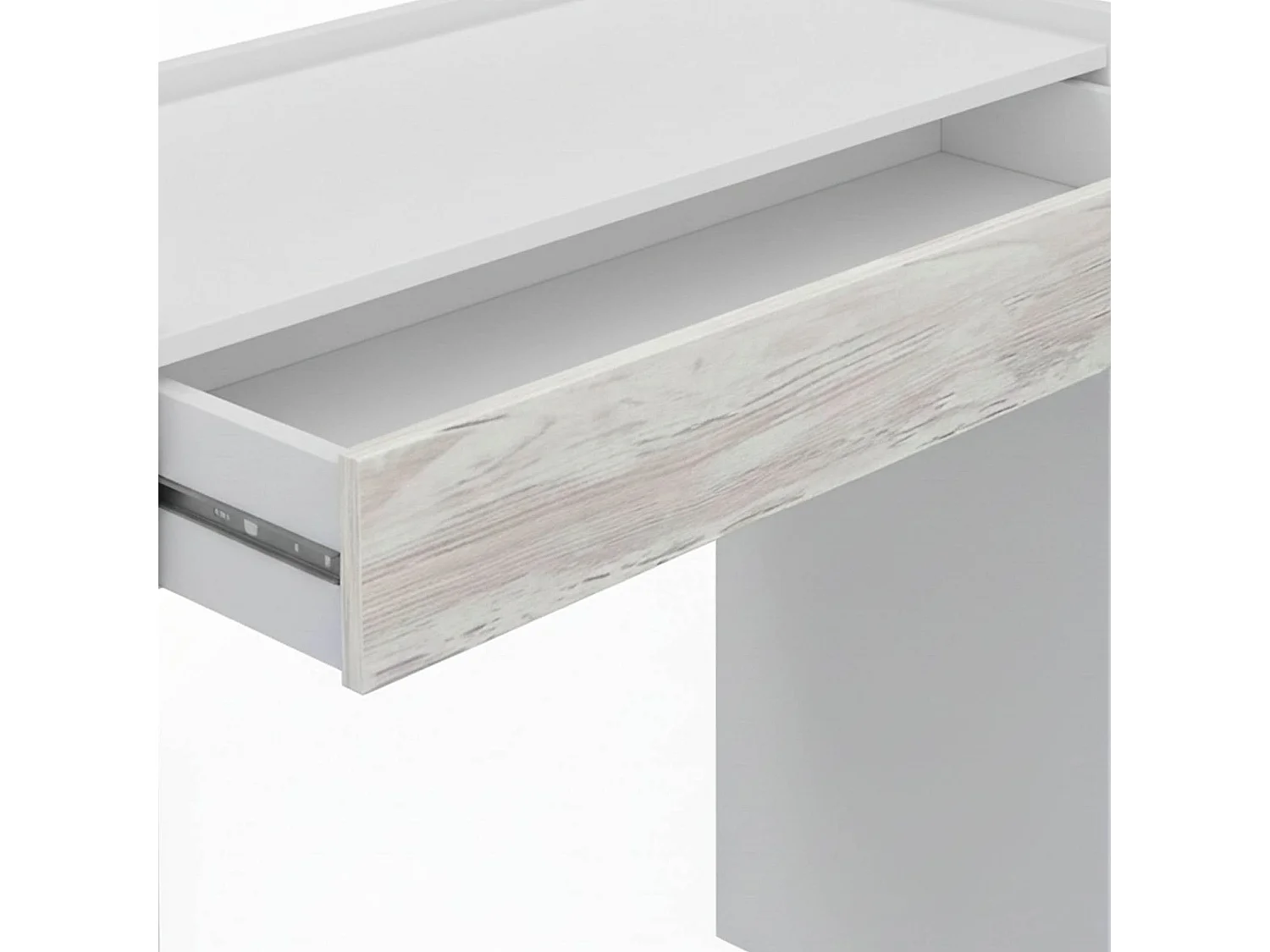 Bureau Veroli, un Tiroir, 82x40x77h cm Blanc, Effet Structure Vieilli, Plateau en Bois Nobilité