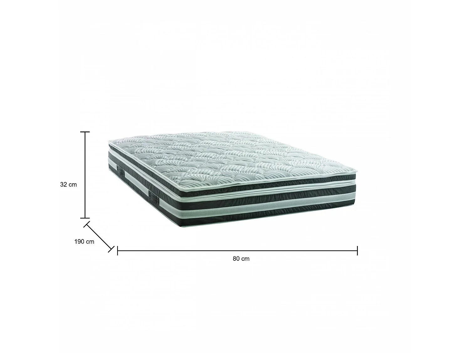 Einzelmatratze Dgerb, abnehmbarer Bezug aus Memory-Schaum und Mikrofedern mit Taschen, 100% Made in Italy, Anti-Milbe und hypoallergen, Cm cm 80x190 h32