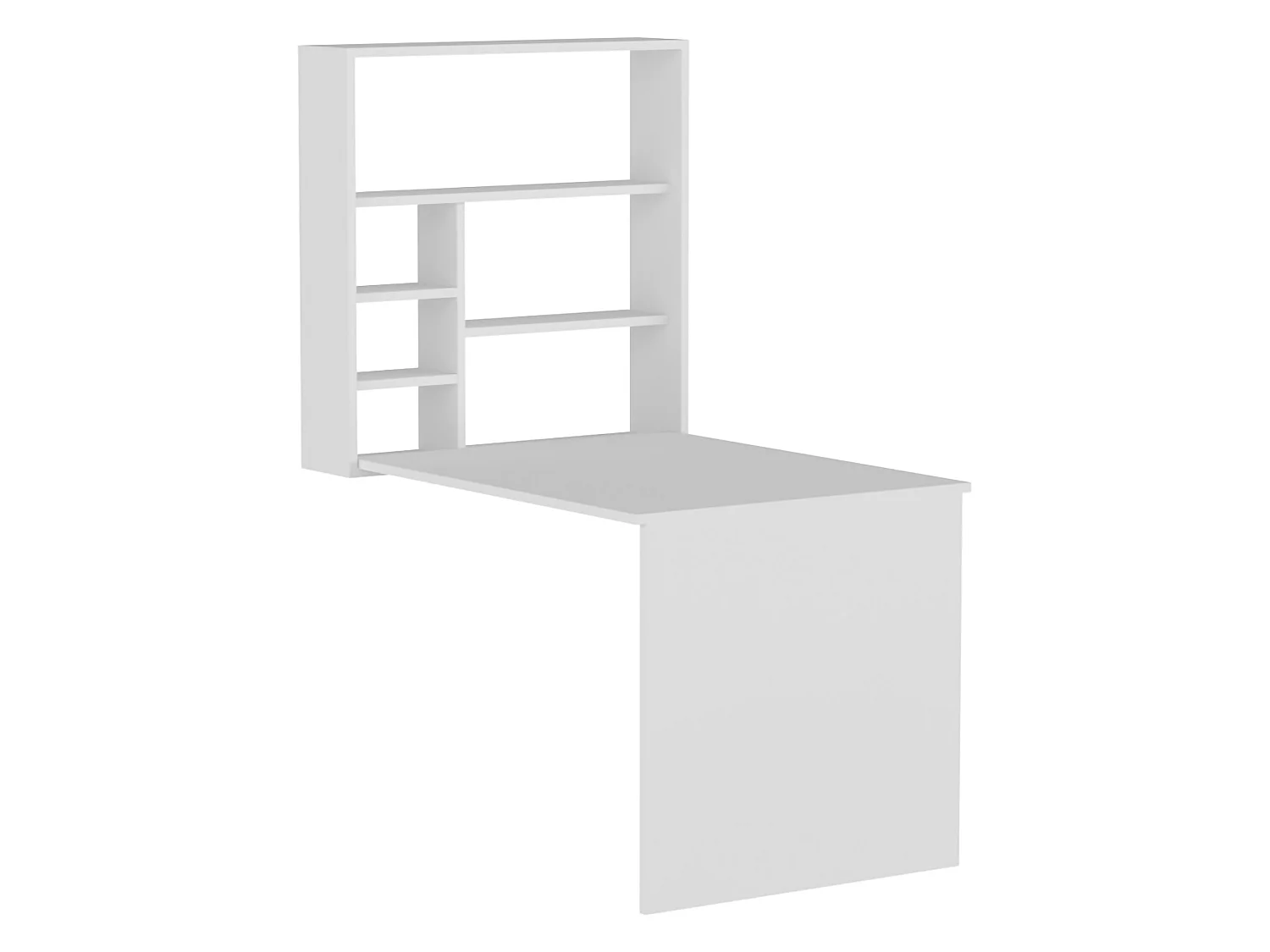 Scrivania Veglio, 5 Ripiani, 59x90x74h cm Bianco, 6 Vani, con Libreria