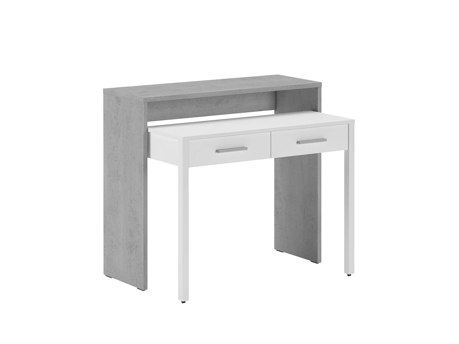 Bureau Opaglio, Modulable, 99x37x87h cm Gris, 2 Tiroirs, une Niche
