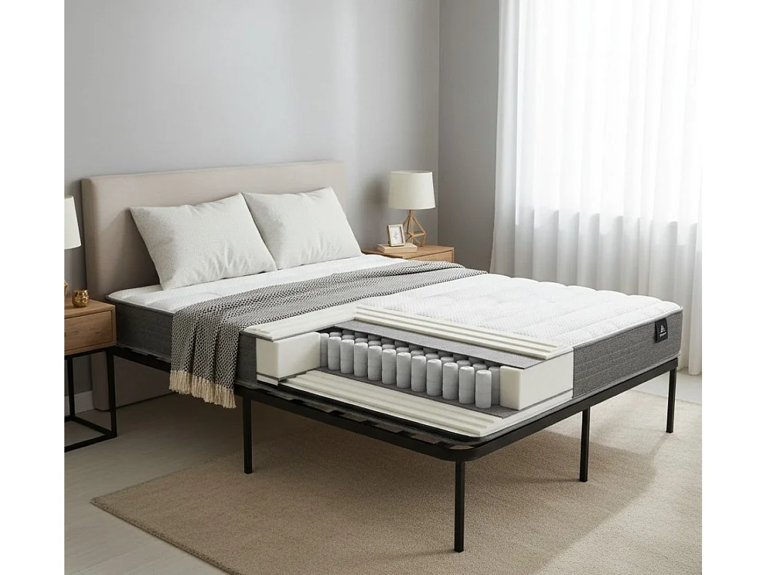 Materasso Matrimoniale Pizzone, Grado Rigidità Medio, 200x180x22h cm Bianco, Misura Rete Compatibile 180x200 cm, Matrimoniale