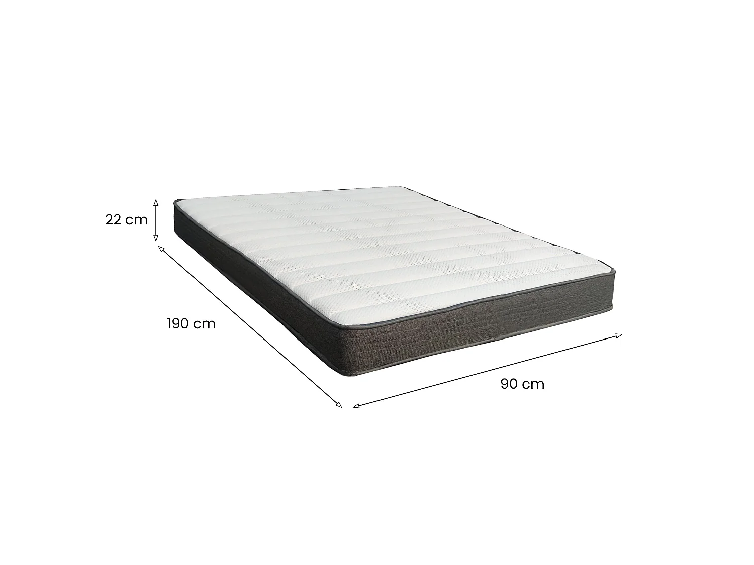 Materasso Singolo Venosa, Grado Rigidità Medio, 190x90x22h cm Bianco, Misura Rete Compatibile 90x190 cm, Singolo