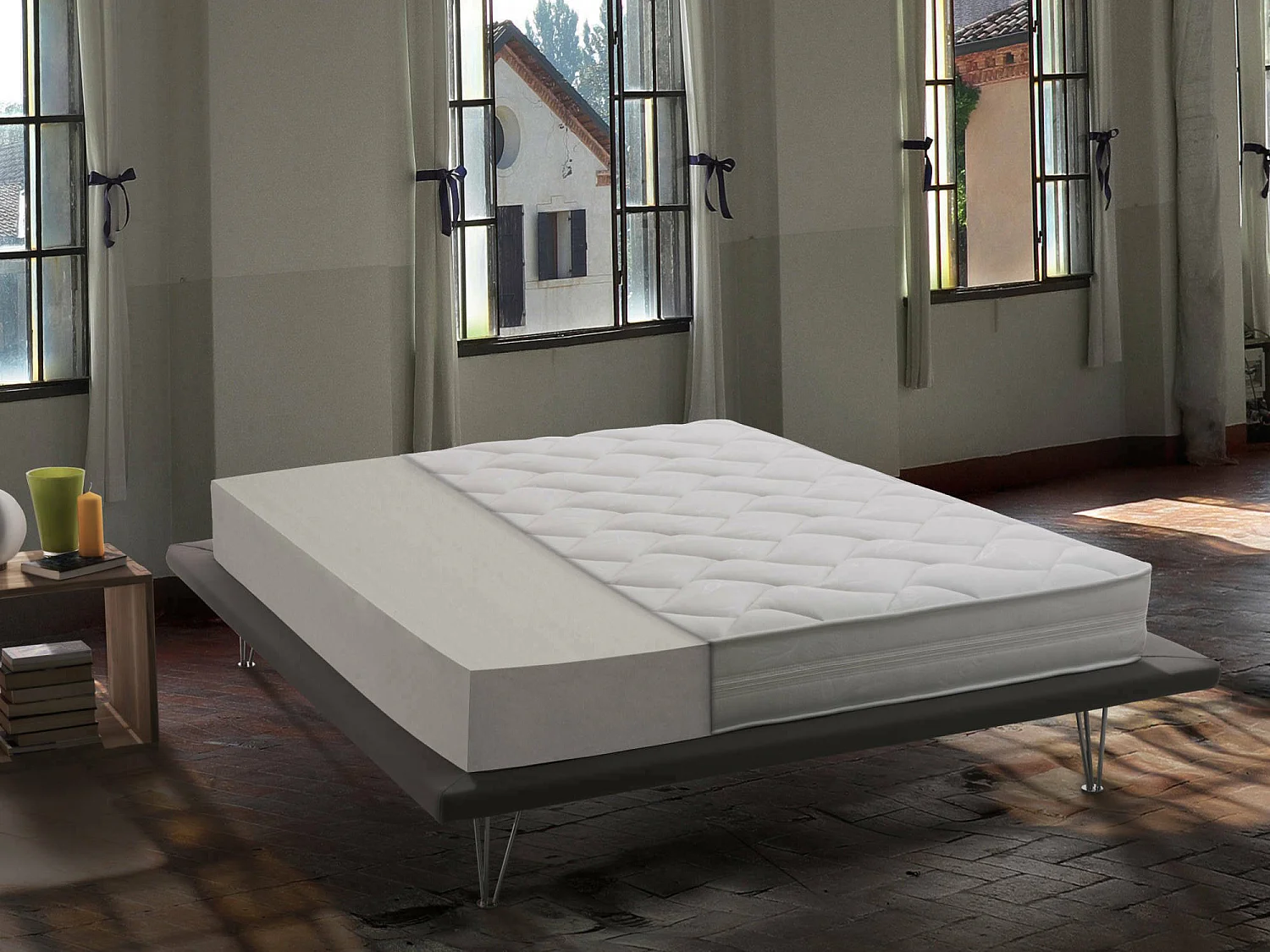 Matelas double Costanza, matelas déhoussable Waterfoam, 100% Made in Italy, anti-acariens et hypoallergénique, 120x200h19 cm