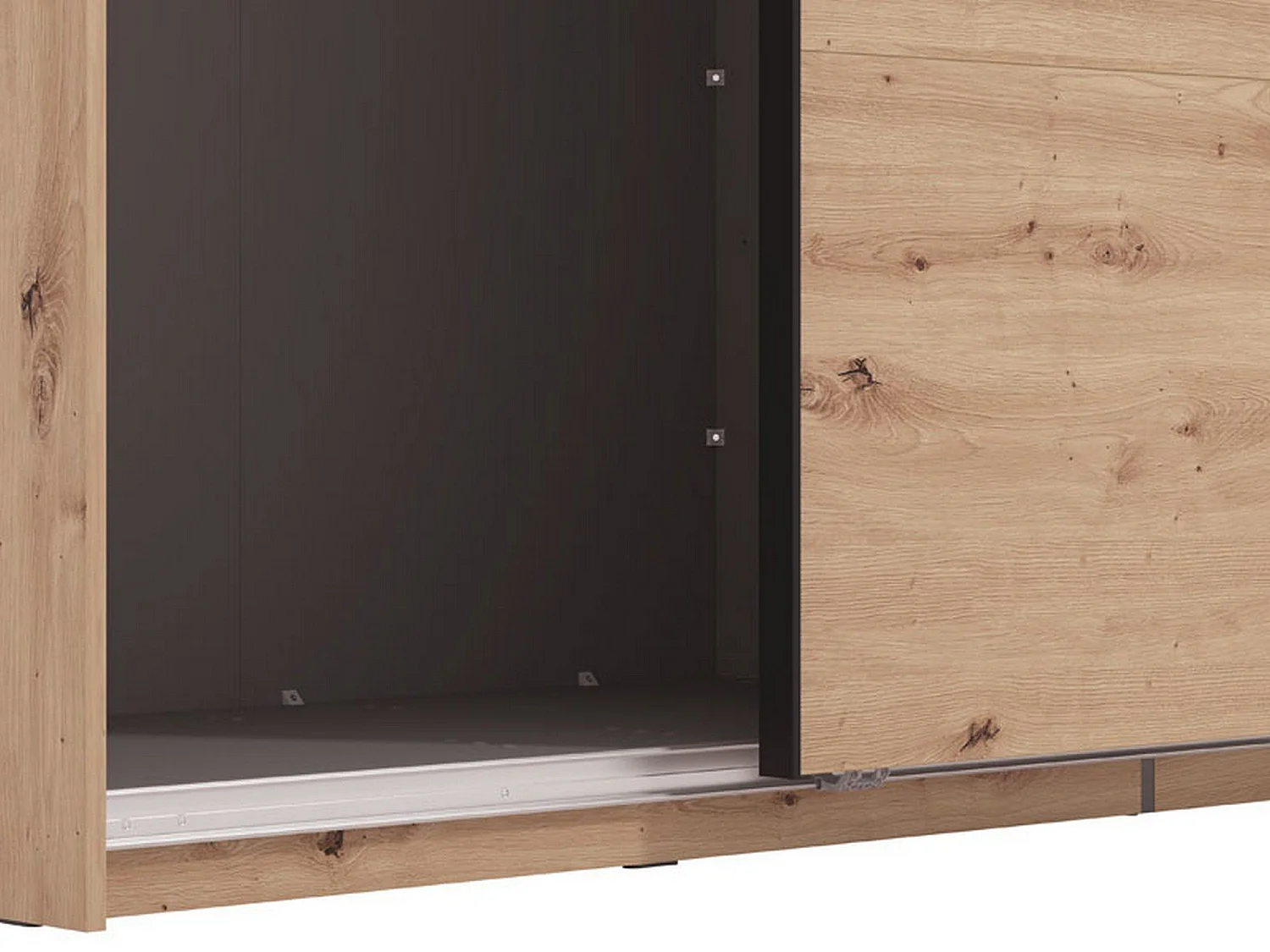 Großer Garderobenschrank, 220x218h cm, Kleiderständer, Eiche Braun, Schlafzimmer Schrank, 2 Böden, Schiebetür