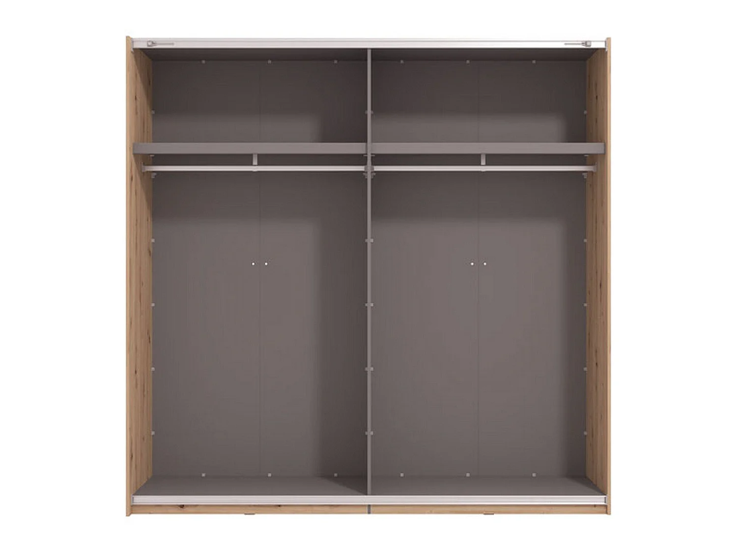 Großer Garderobenschrank, 220x218h cm, Kleiderständer, Eiche Braun, Schlafzimmer Schrank, 2 Böden, Schiebetür