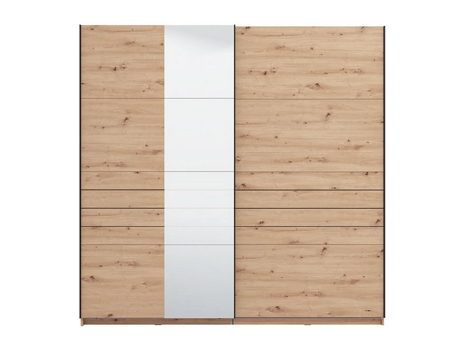 Großer Garderobenschrank, 220x218h cm, Kleiderständer, Eiche Braun, Schlafzimmer Schrank, 2 Böden, Schiebetür