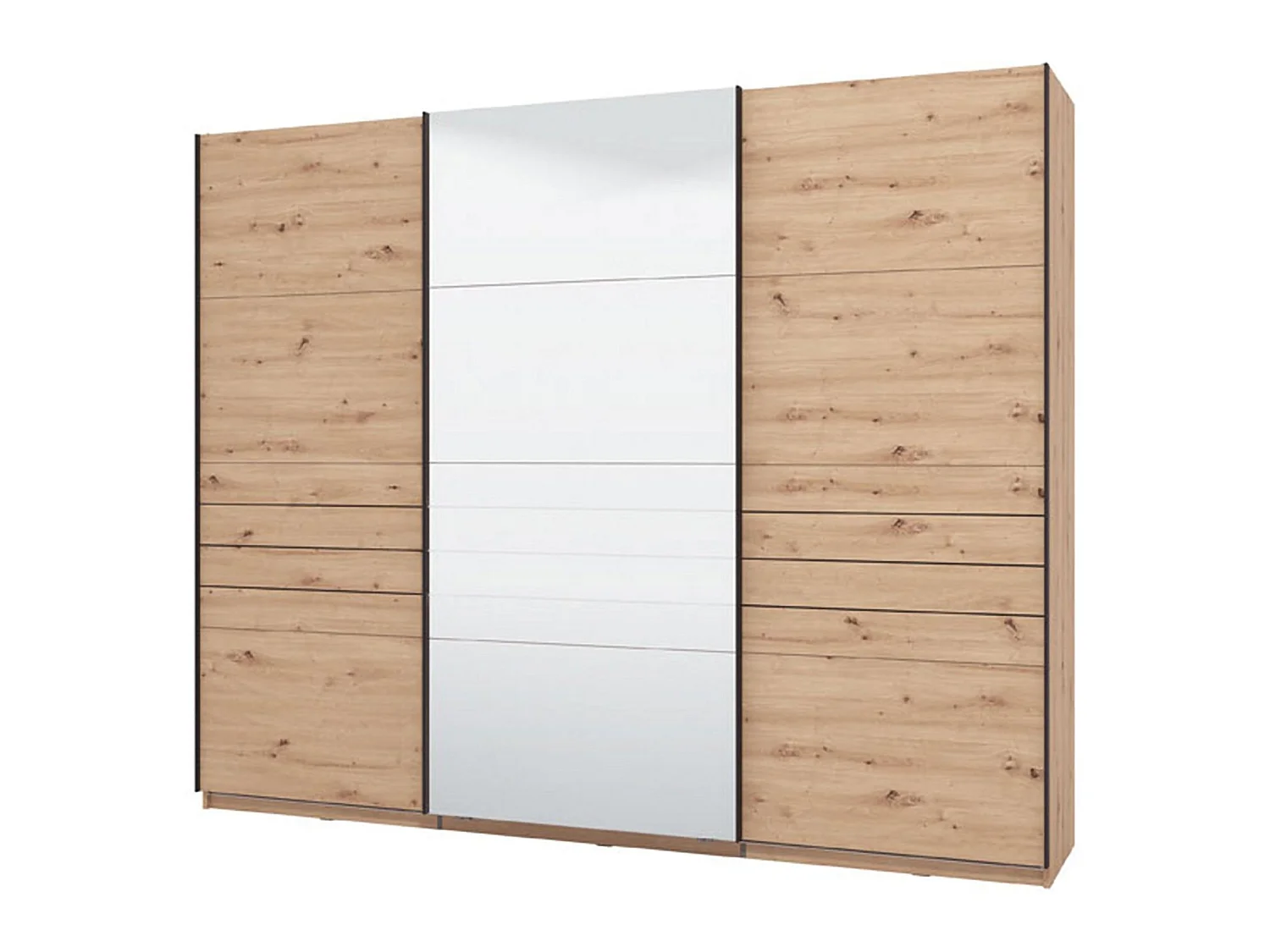 Großer Schrank Tures, Garderobe, 267x217h cm Eichenholz Braun, Schlafzimmerschrank, 2 Regale, Schiebetür