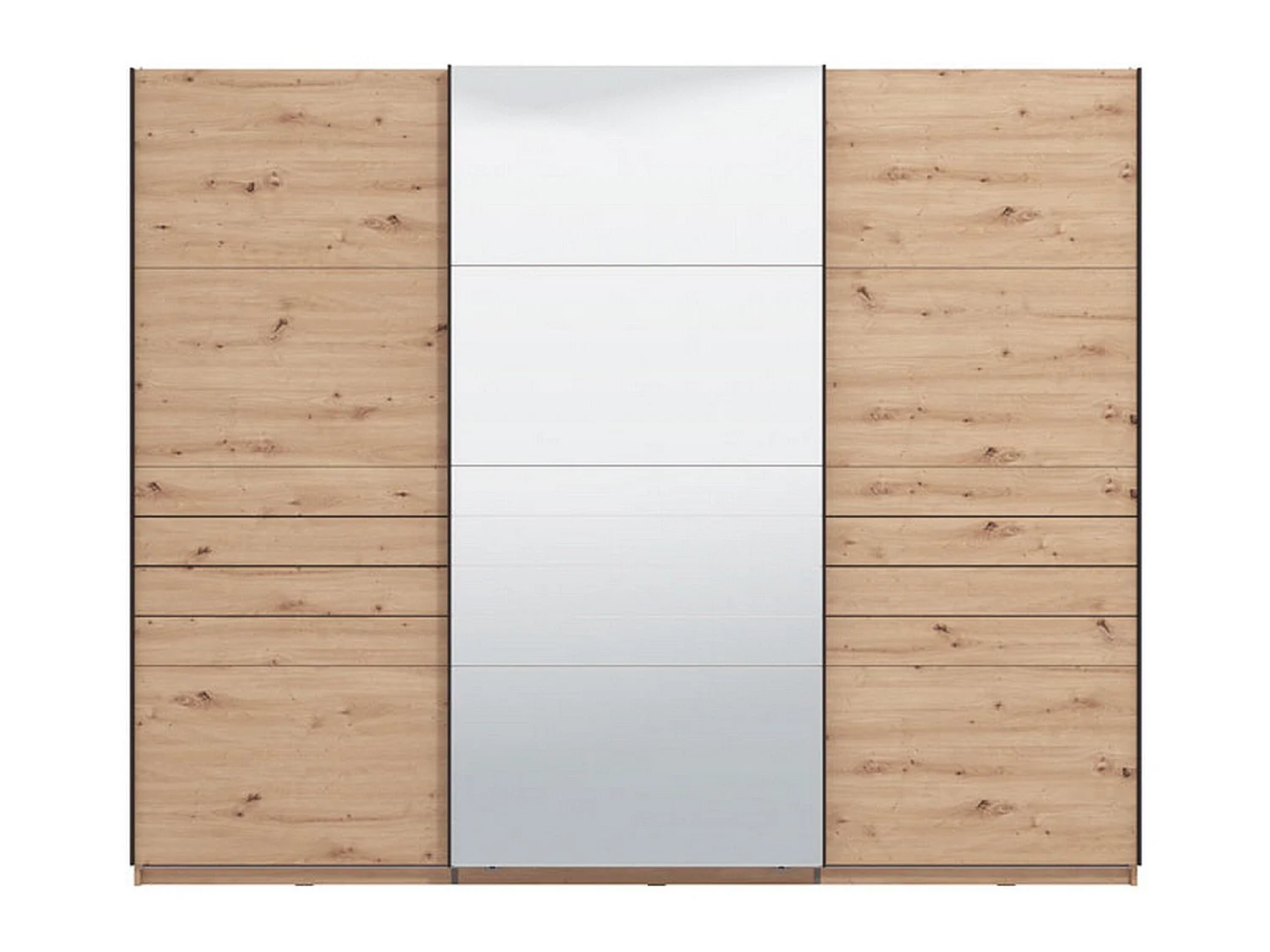 Großer Schrank Tures, Garderobe, 267x217h cm Eichenholz Braun, Schlafzimmerschrank, 2 Regale, Schiebetür