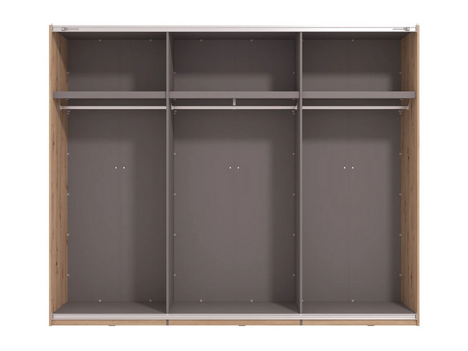 Großer Schrank Tures, Garderobe, 267x217h cm Eichenholz Braun, Schlafzimmerschrank, 2 Regale, Schiebetür