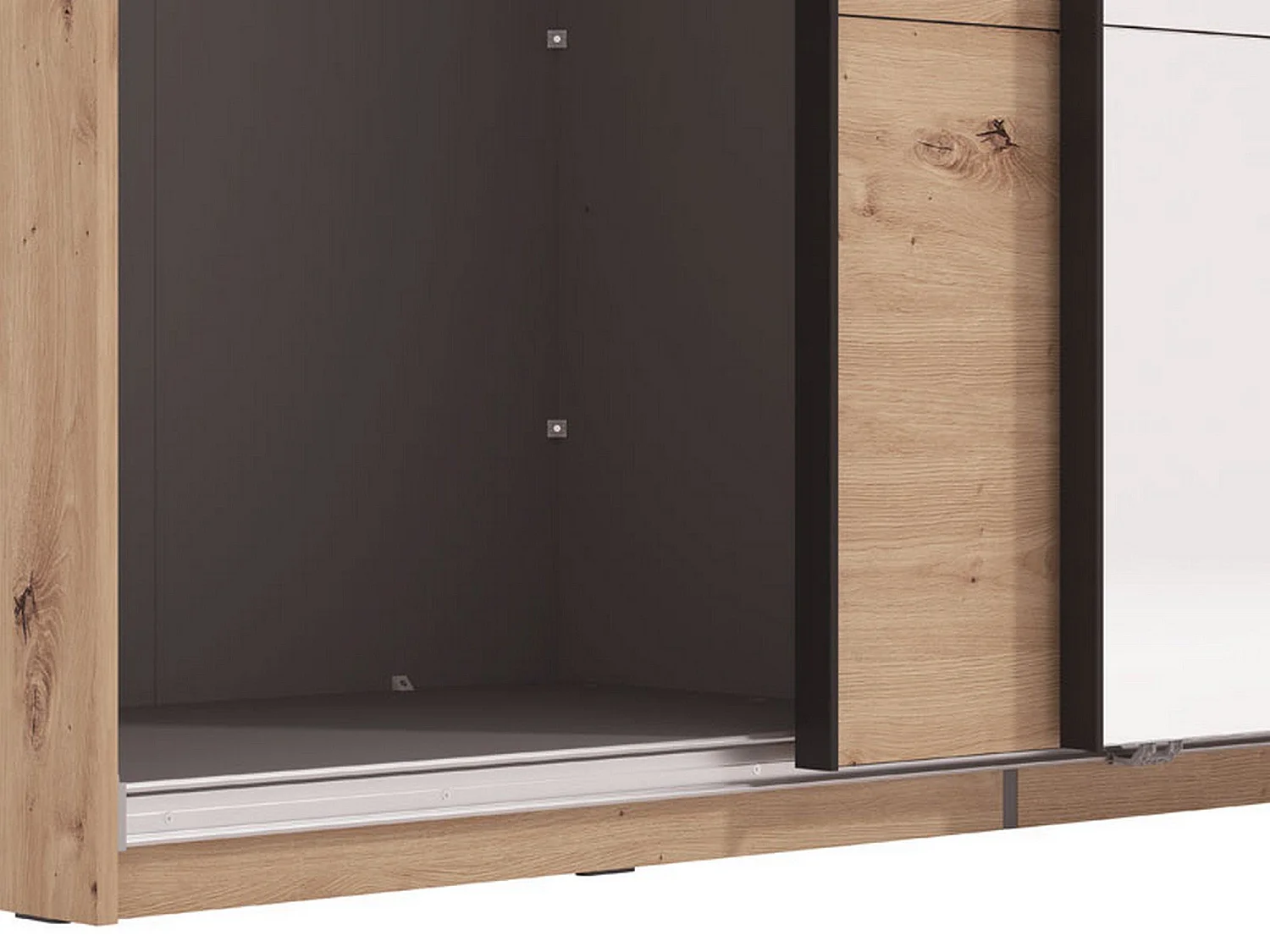 Großer Schrank Tures, Garderobe, 267x217h cm Eichenholz Braun, Schlafzimmerschrank, 2 Regale, Schiebetür
