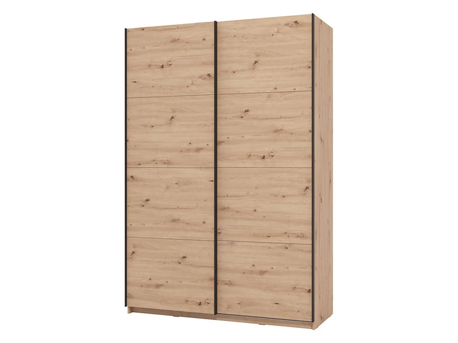 Großer Tredozio Kleiderschrank, Garderobe, 146x218 cm, Braun Eichenknoten, Schlafzimmer, 2 Regale, Schiebetür