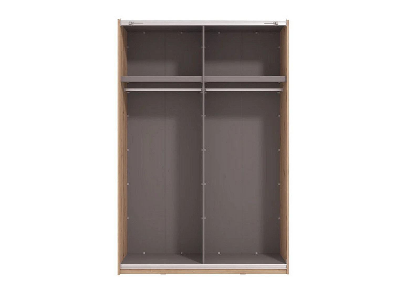 Großer Tredozio Kleiderschrank, Garderobe, 146x218 cm, Braun Eichenknoten, Schlafzimmer, 2 Regale, Schiebetür