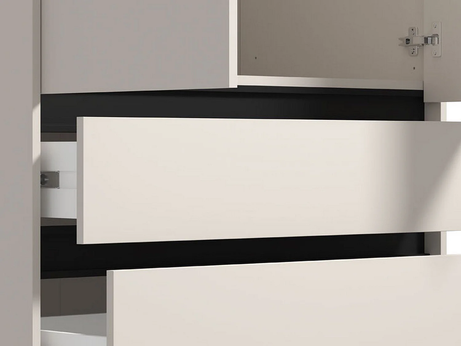 Garderobenschrank 2-türig Vimercatii, Kleiderstange, 93x211h cm Weiß, Schlafzimmer, 3 Schubladen, 1 Einlegeboden