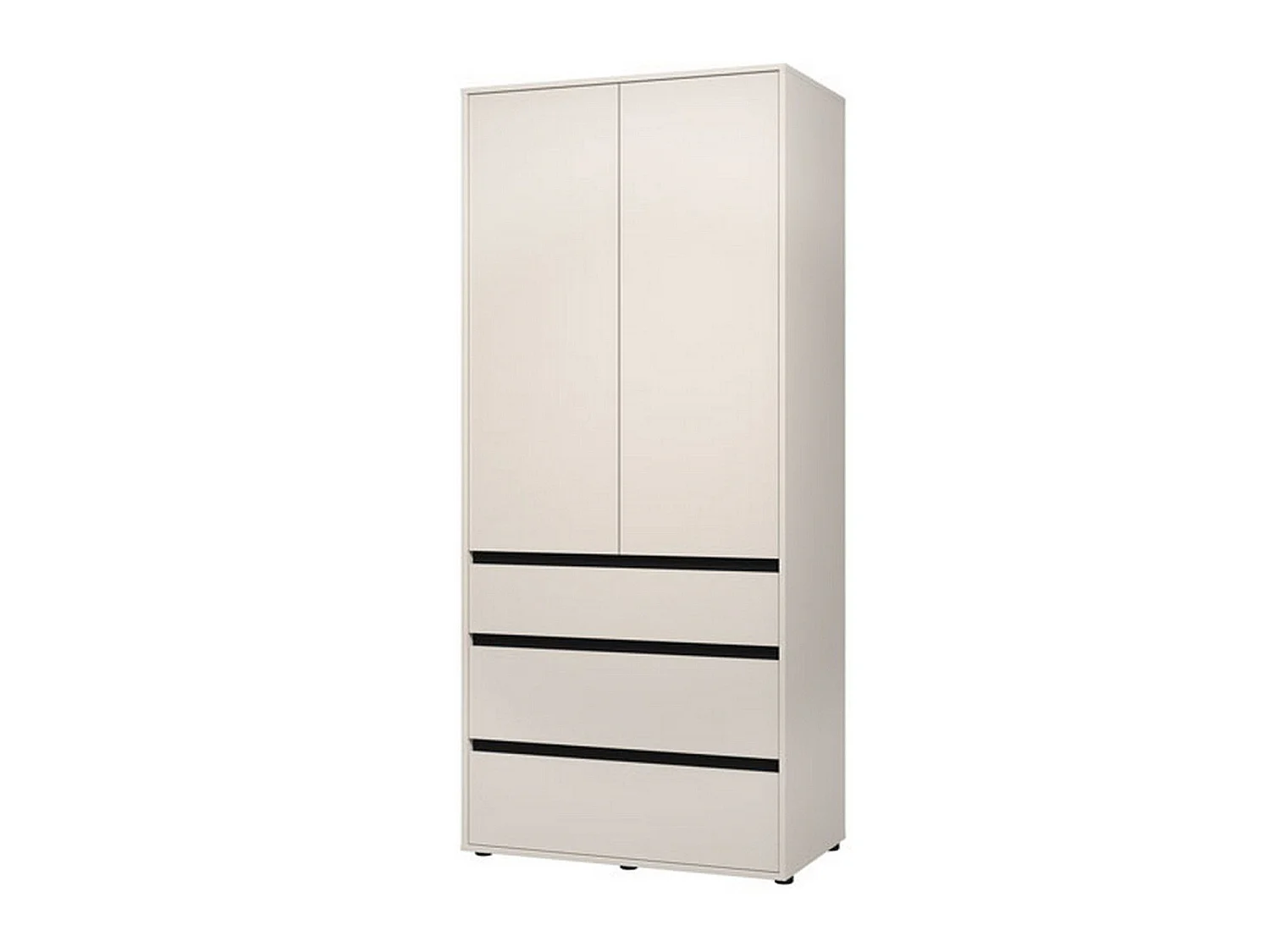 Garderobenschrank 2-türig Vimercatii, Kleiderstange, 93x211h cm Weiß, Schlafzimmer, 3 Schubladen, 1 Einlegeboden