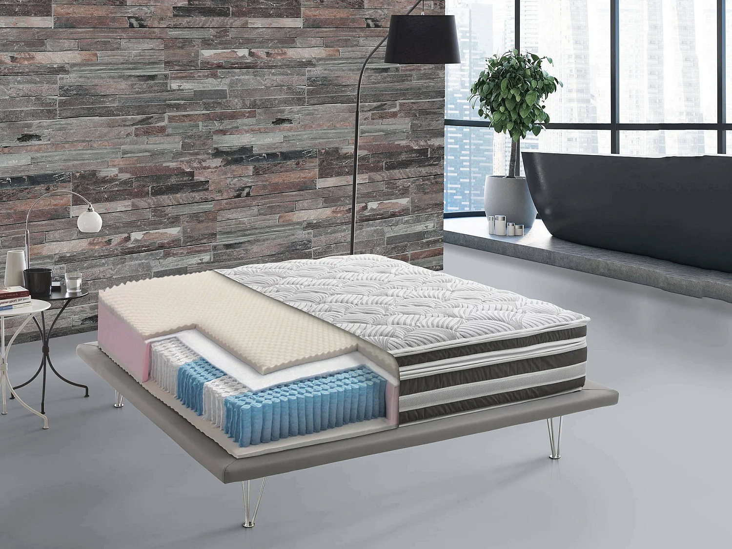Talamo Italia Eenpersoonsmatras Loretta 80x190x32h cm Wit Afneembaar Hardheidsgraad 3/5, Bedmaat 80x190 cm Gemaakt in Italië