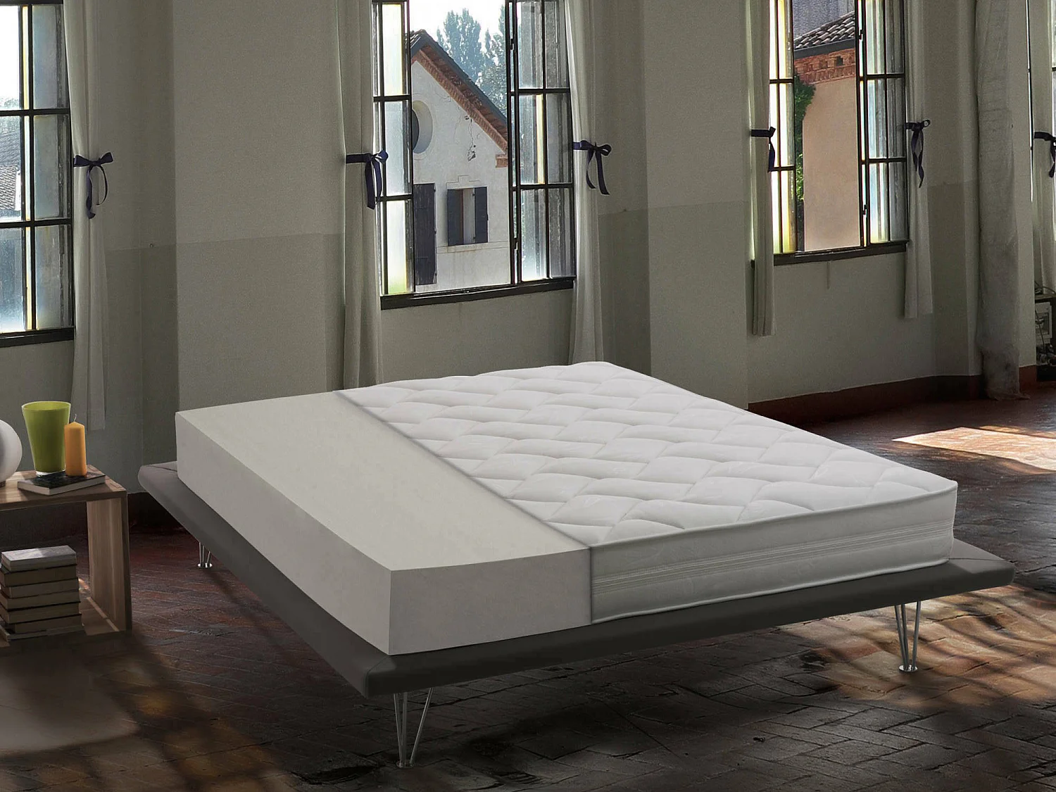 Colchão de solteiro Sibilla, colchão Waterfoam removível, 100% Fabricado na Itália, antiácaro e hipoalergênico, 80x200h19 cm
