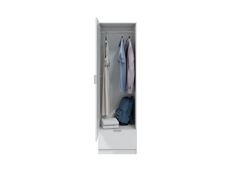 Kast 1 Deur, Plank, Wit, Lade, Kledingroede