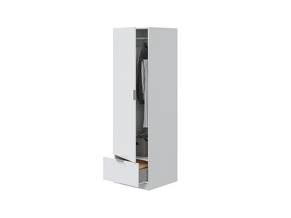 Kast 1 Deur, Plank, Wit, Lade, Kledingroede