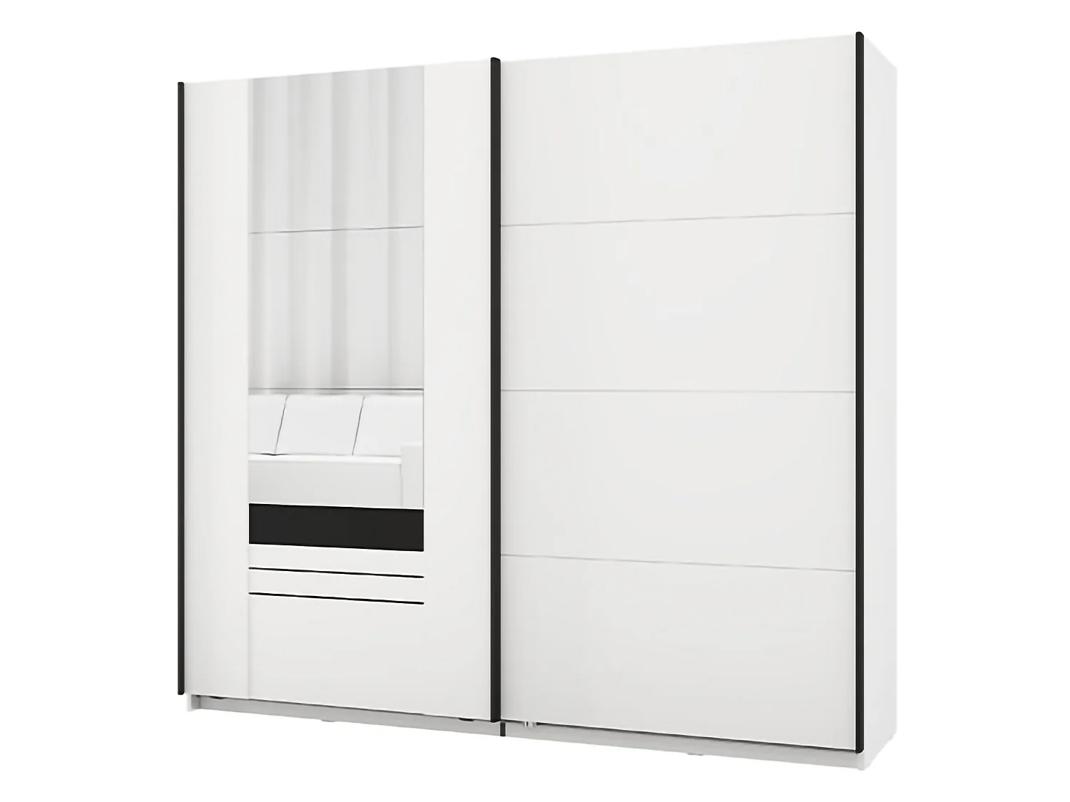 Armoire 2 Portes Lalibe, 2 Étagères, 220x205h cm Blanc Mat, Chambre à Coucher, Penderie, Ouverture Coulissante