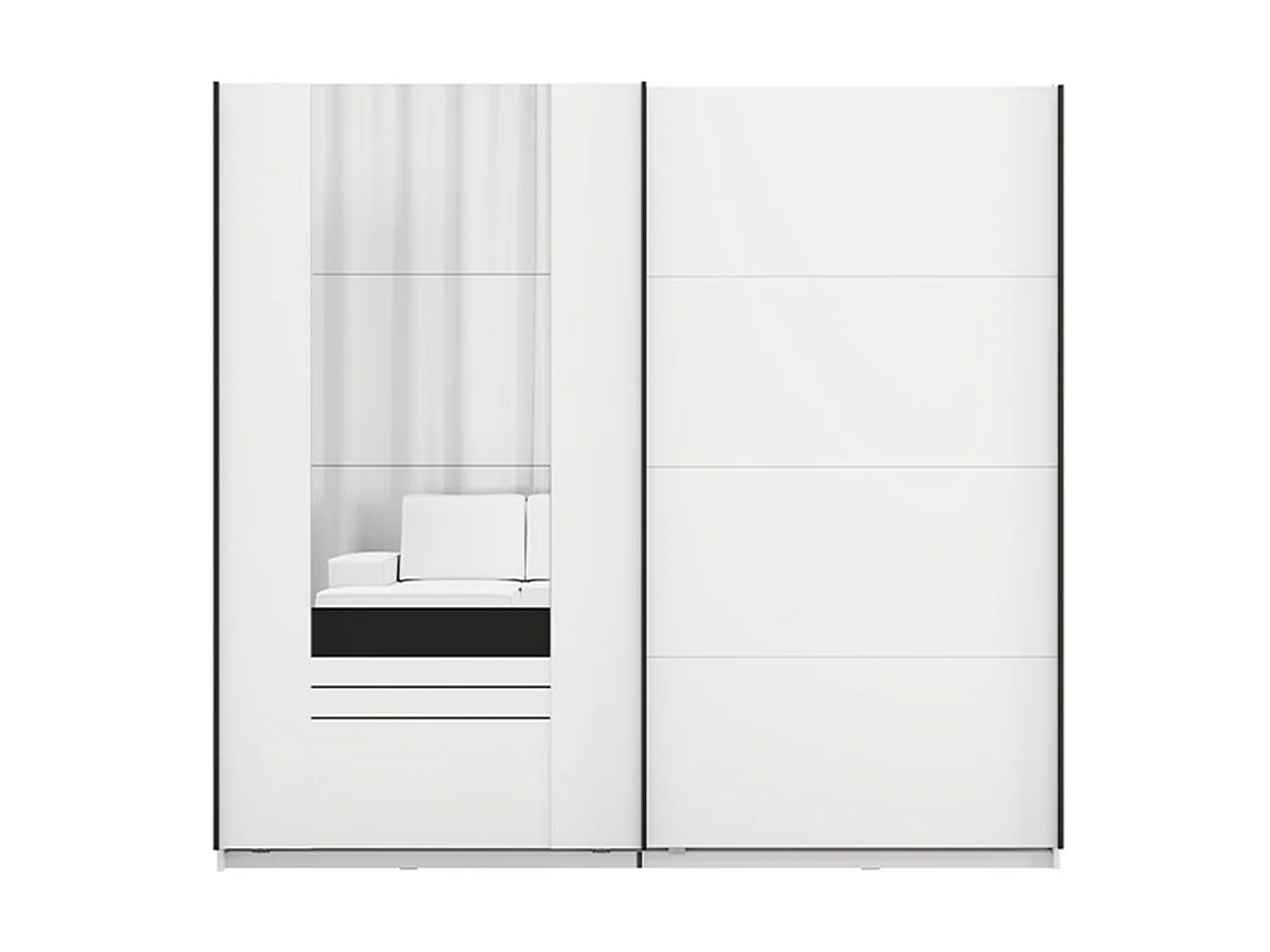 Armoire 2 Portes Lalibe, 2 Étagères, 220x205h cm Blanc Mat, Chambre à Coucher, Penderie, Ouverture Coulissante
