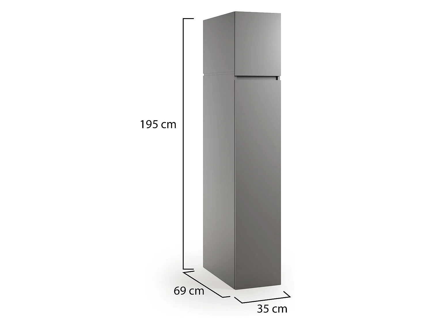 Armadio Multiuso 2 Ante Gilroy, 3 Ripiani Made in Italy, 35x195h cm Grigio, 2 Ante, Ideale per Lavanderia