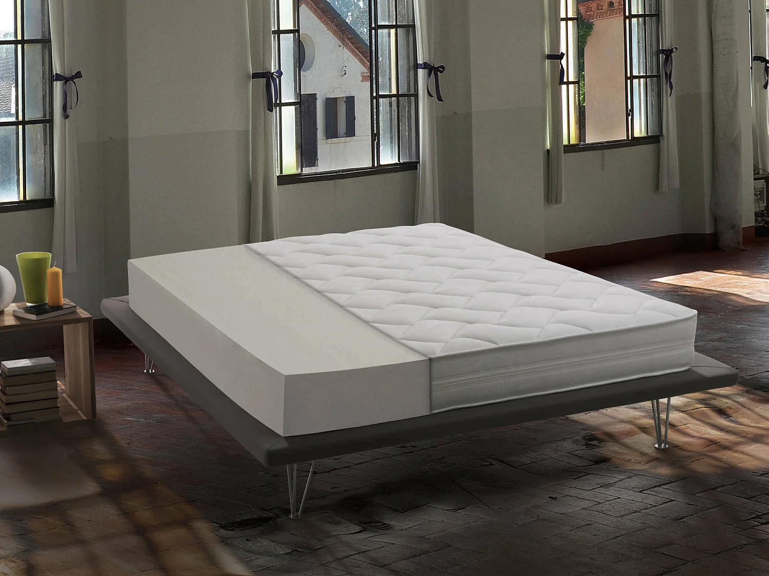 Matelas double Dbothei, matelas déhoussable Waterfoam, 100% Made in Italy, anti-acariens et hypoallergénique, 120x190h19 cm