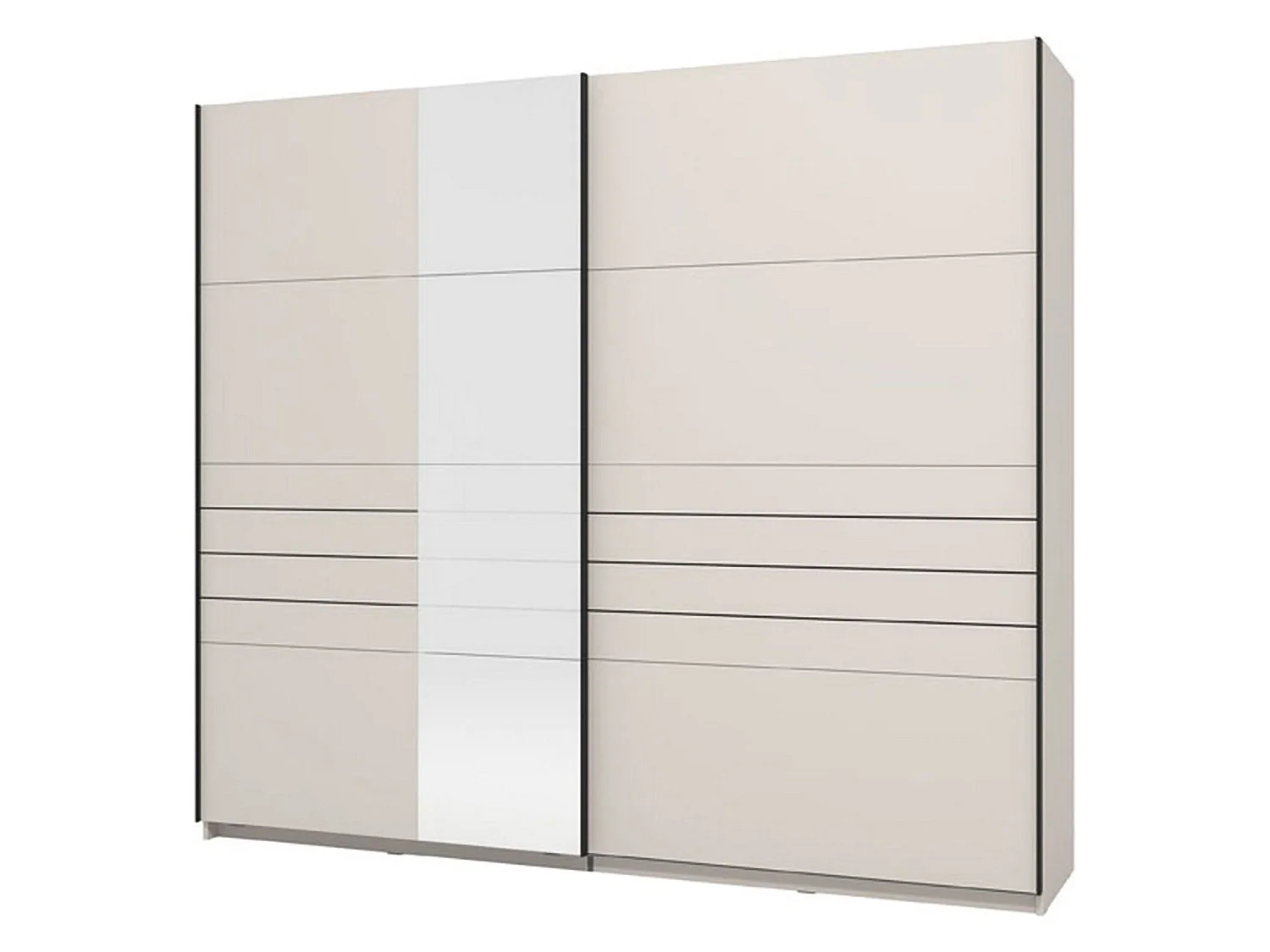 Großer Peio Kleiderschrank, Garderobe, 245x218h cm Cremeweiß, Schlafzimmer Schrank, 2 Regale, Schiebetüren