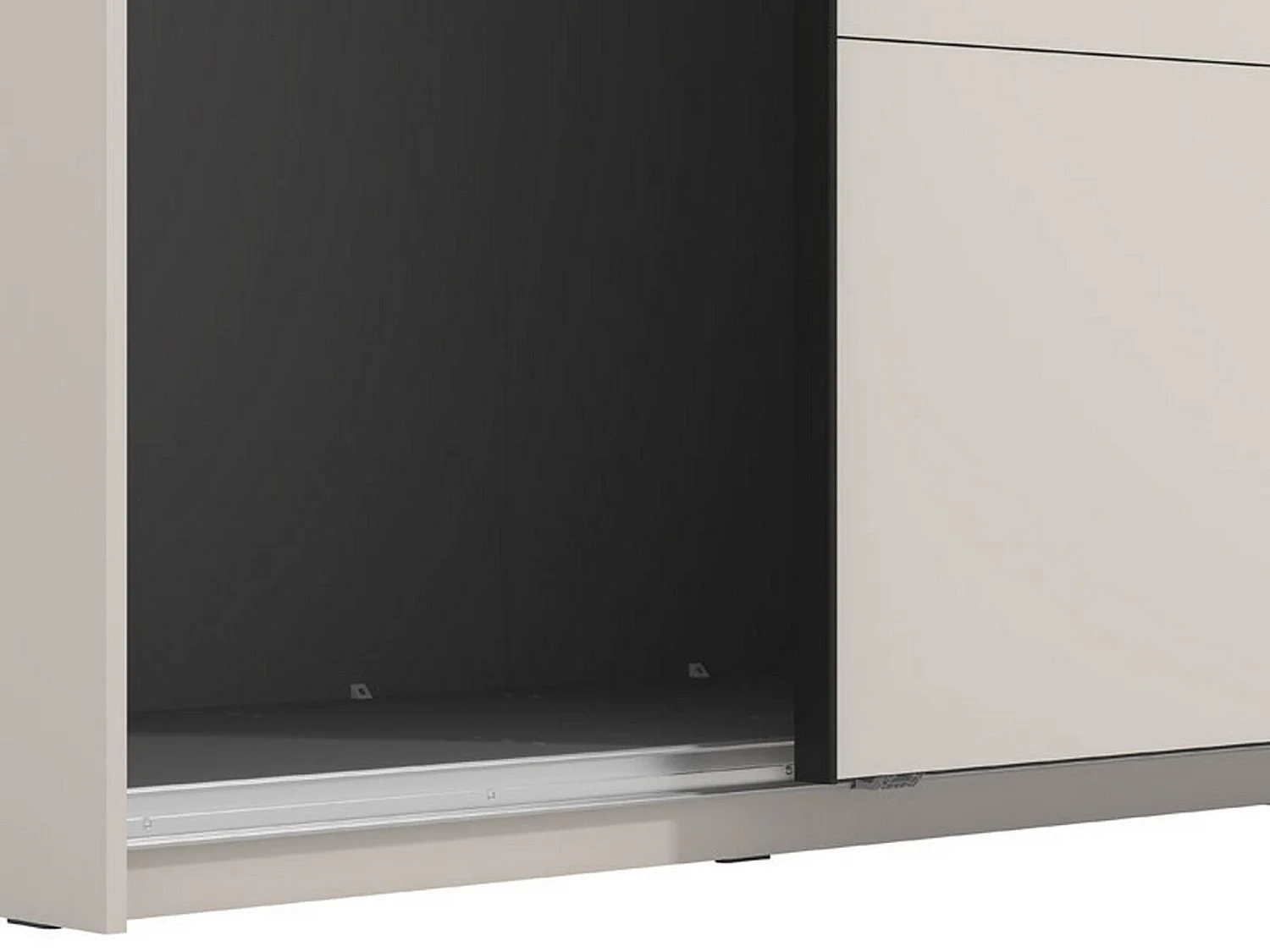 Großer Peio Kleiderschrank, Garderobe, 245x218h cm Cremeweiß, Schlafzimmer Schrank, 2 Regale, Schiebetüren